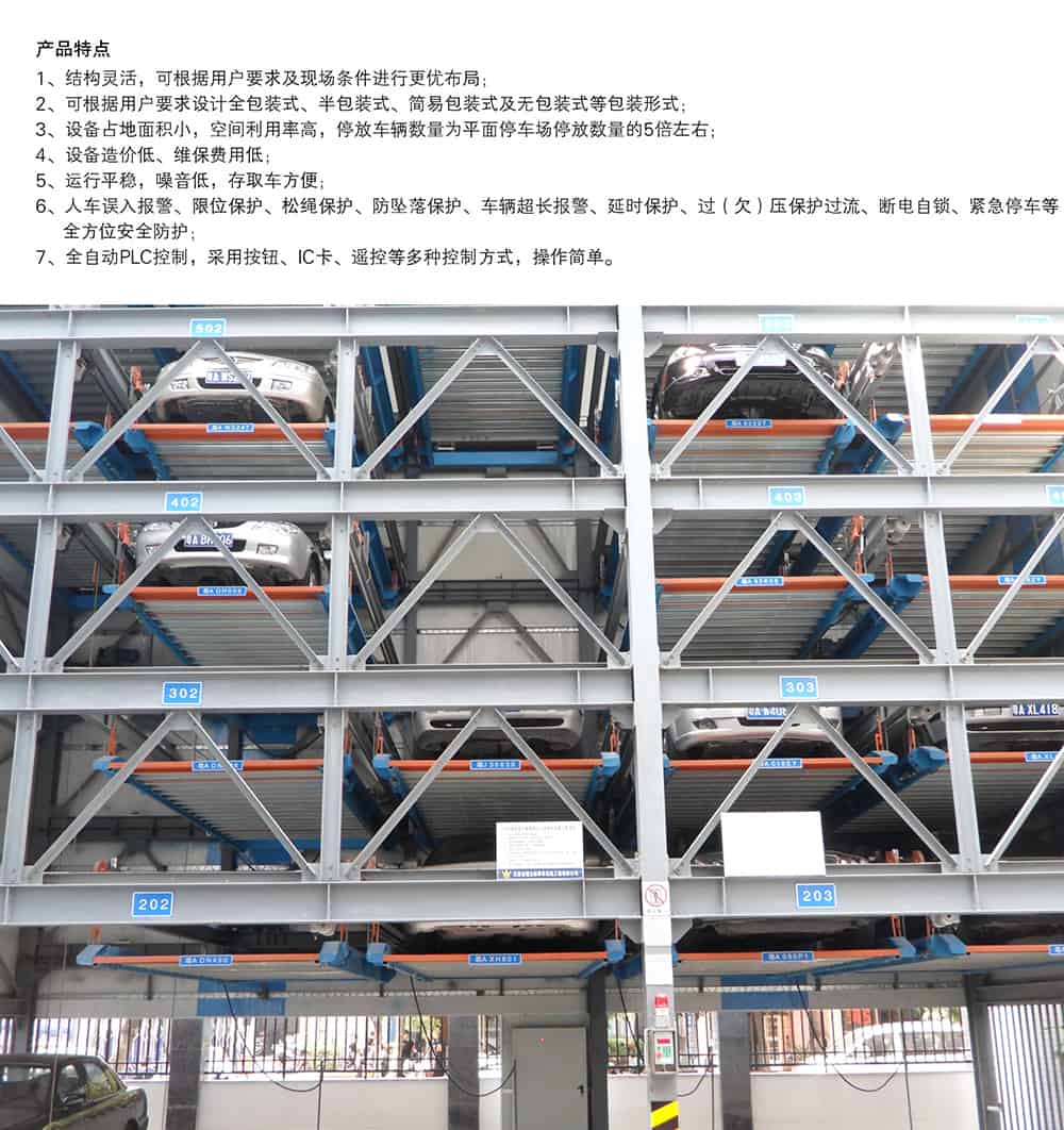 甘肅蘭州負一正三地坑PSH4D1四層升降橫移立體車庫設備產品特點.jpg